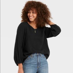 Women's Balloon 3/4 Sleeve Gauze Blouse - Universal Thread